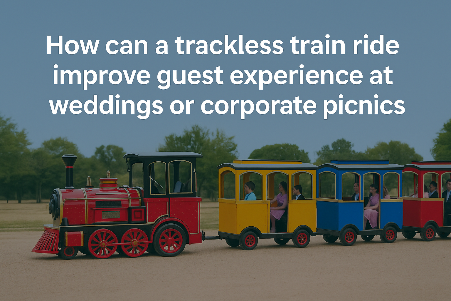 How can a trackless train ride improve guest experience at weddings or corporate picnics?